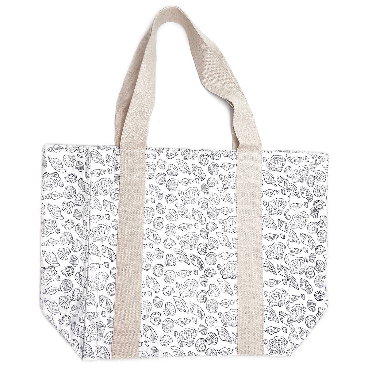 Block Printed Canvas Bag - Seashells