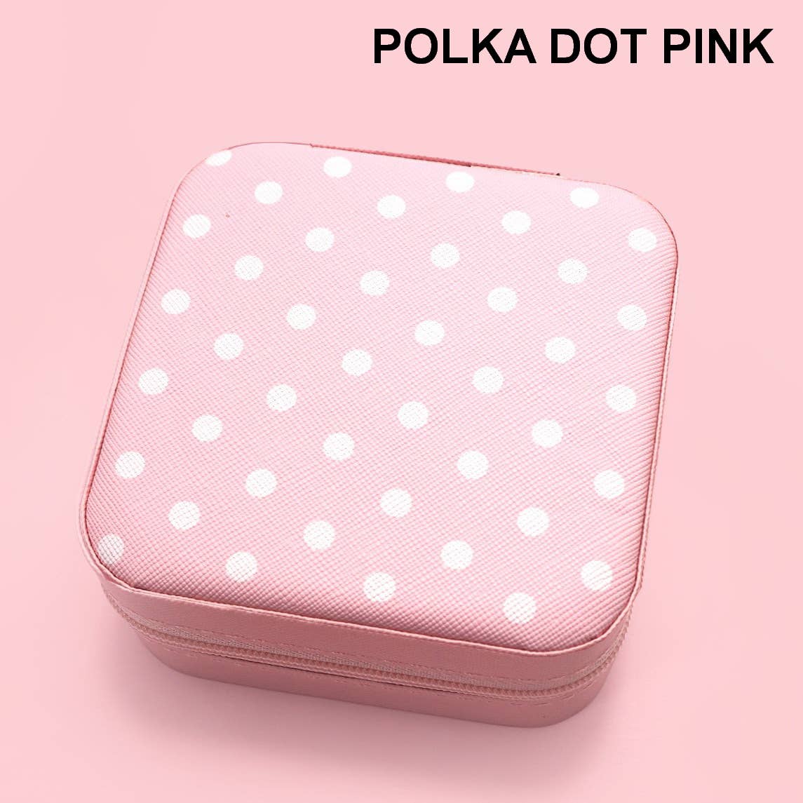 Designed Jewelry Organizer Travel Box Case | Polka Dot Pink