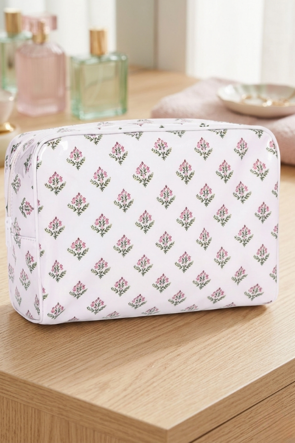 Lillian White Floral Clear Coat Cosmetic Bag