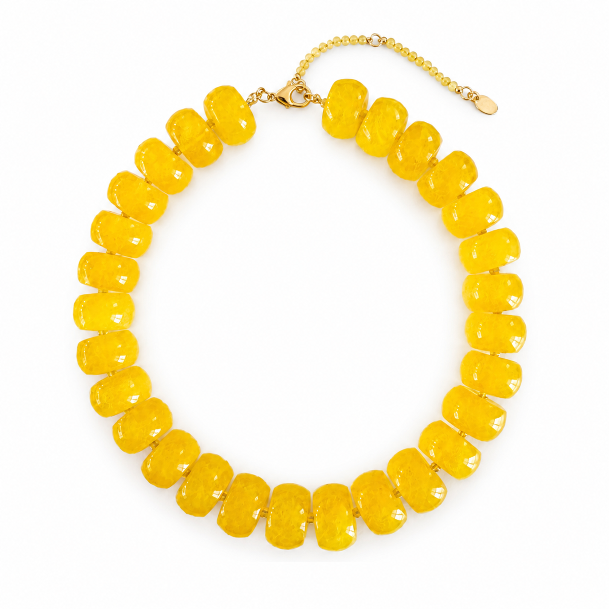 Chunky Resin & Natural Stone Bead Necklace: Yellow Amber