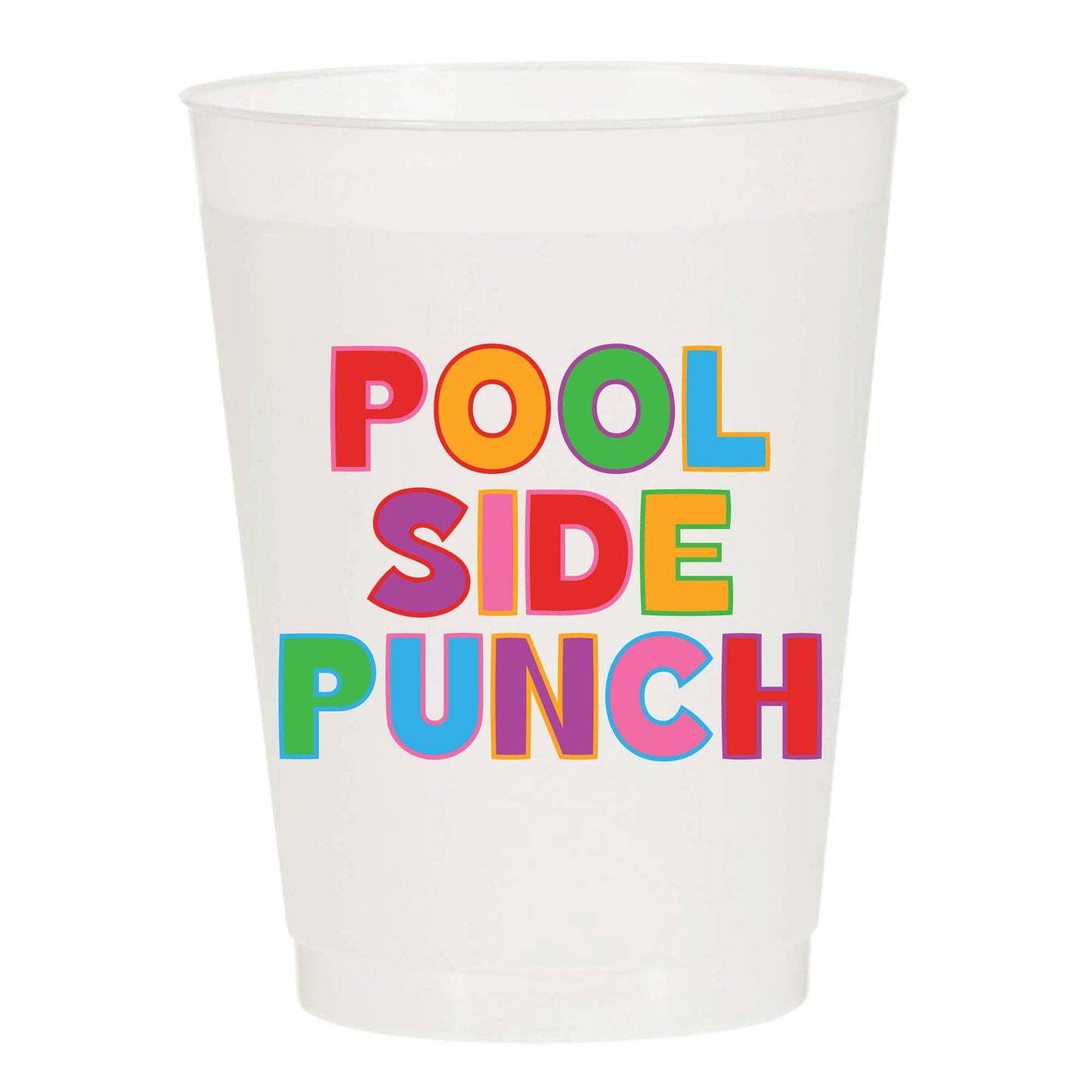 Pool Side Punch Multi Colored Frosted Cups- Summer : Pack of 6