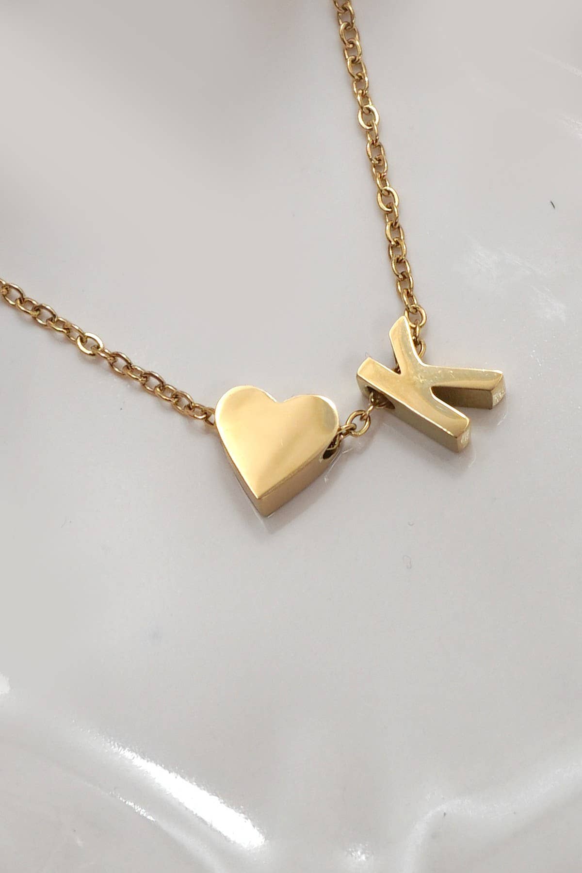 18k Stainless Steel Tarnish Free Initial Necklace | K