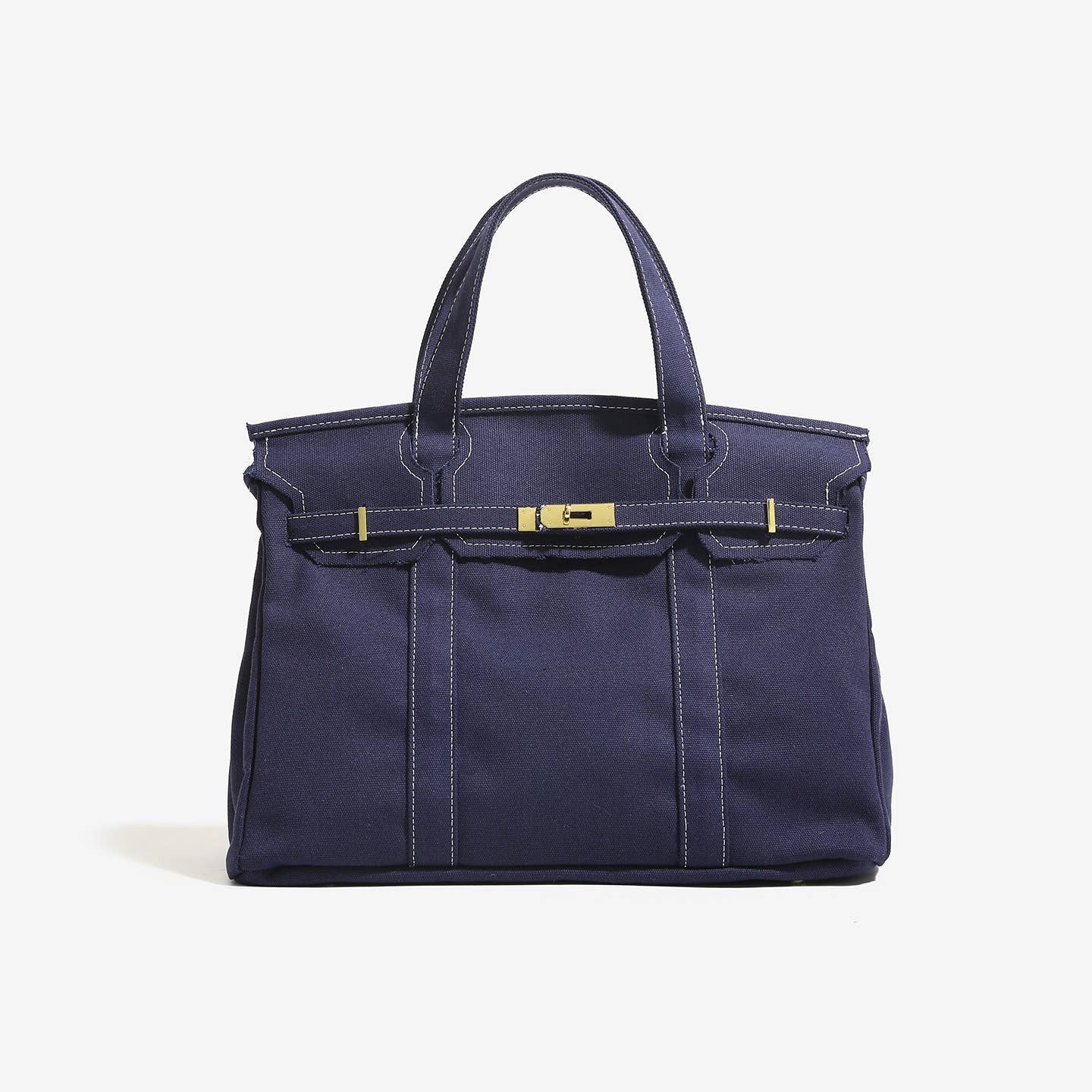 Handmade Premium Cotton Canvas Boat Bag Solid: Navy