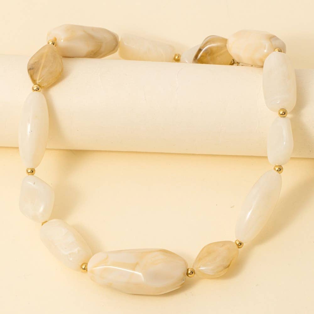 Irregular Shapes Large Marble Resin Beads Necklace: IV