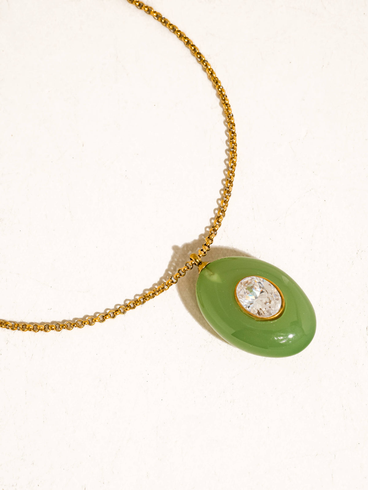 Attica 18K Gold Non-Tarnish Stone CZ Necklace: Green