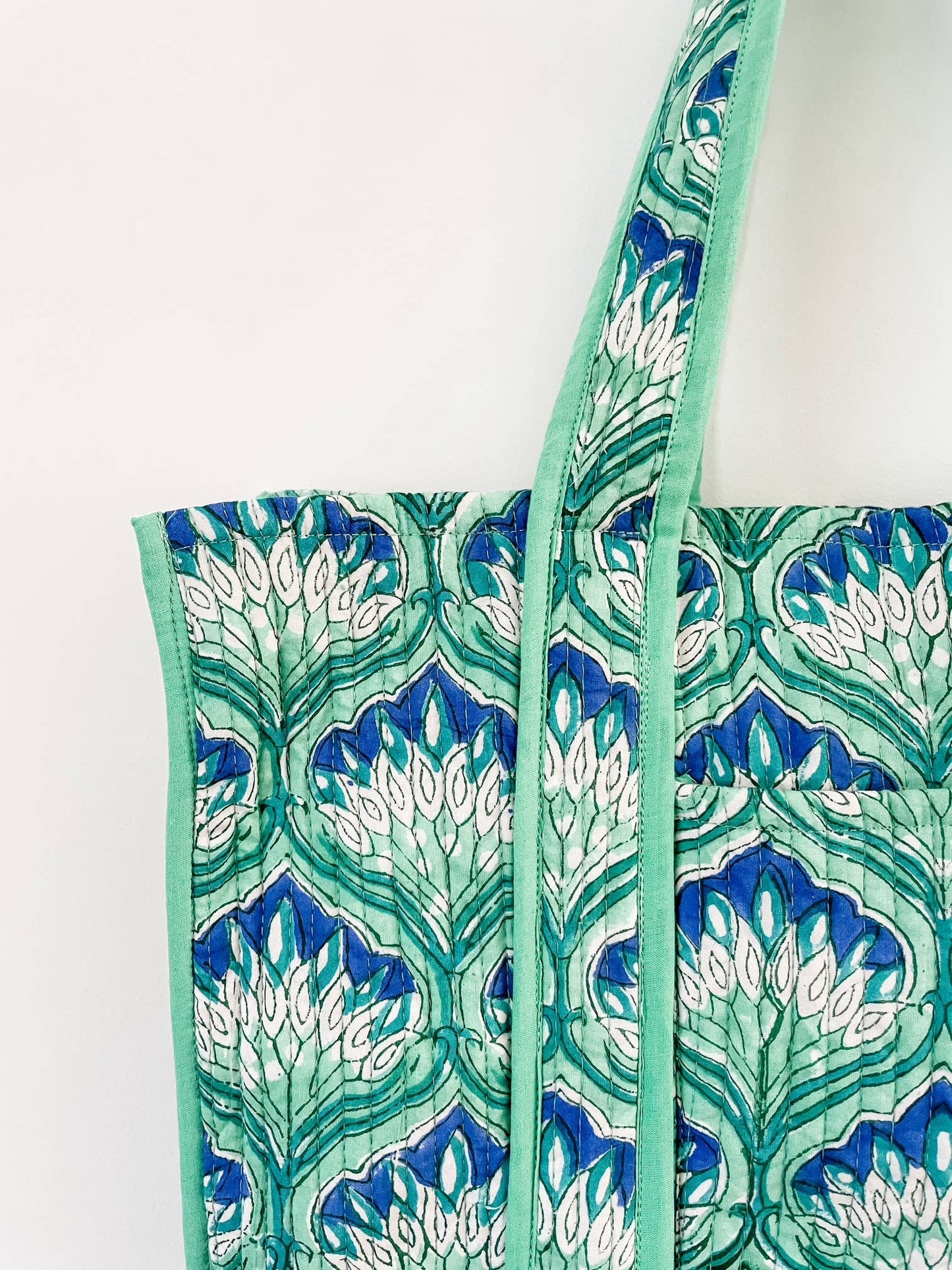 Feather Block Print Tote Bag