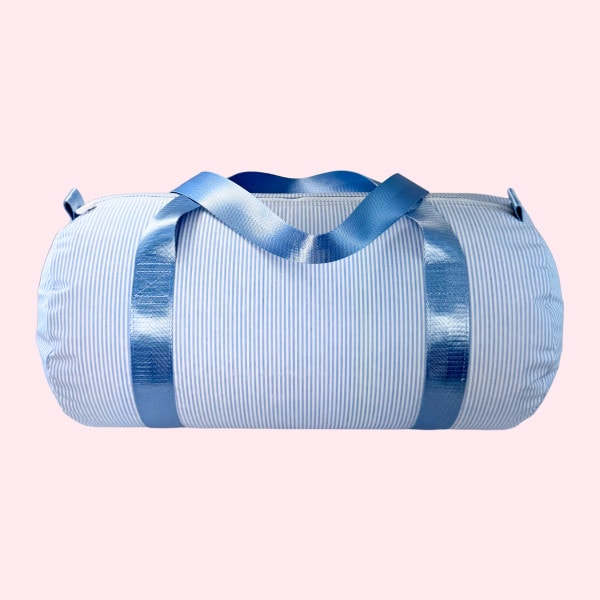 Baby Blue Preppy Stripe Medium Duffel-Wipeable