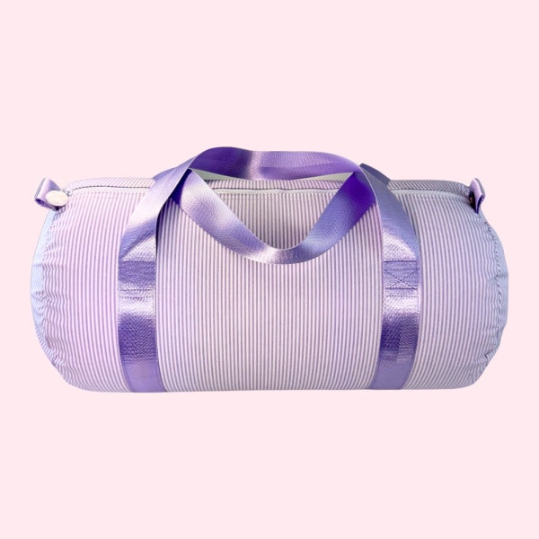Lilac Preppy Stripe Medium Duffel-Wipeable