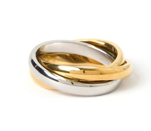 Triple Band Ring- 3 band Steel Ring 14K: 7 NON TARNISH