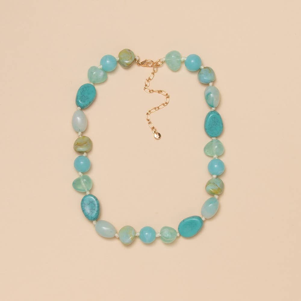 Multi Colored Stone Necklace: Turquoise