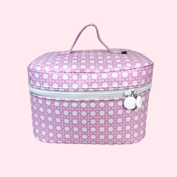 Pink Bungalow Train Case-Wipeable