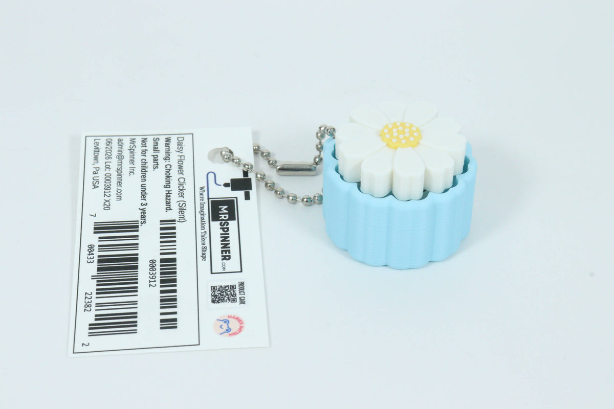 Daisy Flower Click Fidget Keychain: Silent