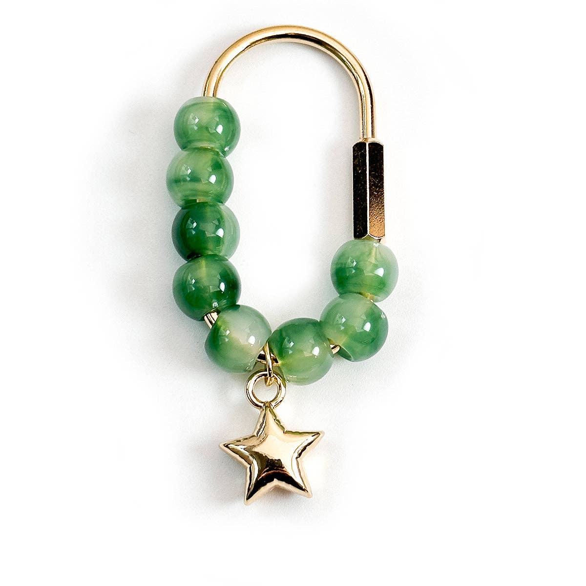 Beaded Charm Keychain: GREEN / One Size