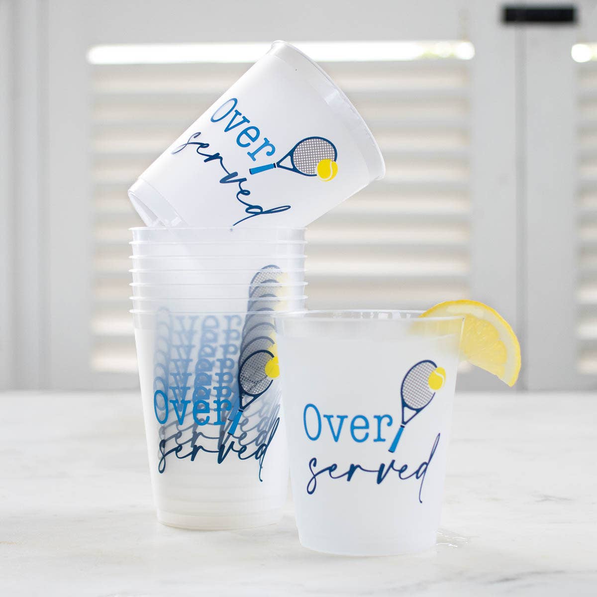 Over Served Party Cups Frosted/Blue/Yellow