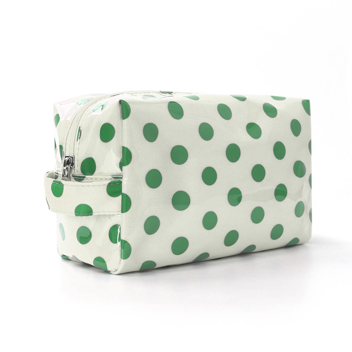 Polka Dot Makeup Bag Stripe PVC Cosmetic Pouch: DGreen / M