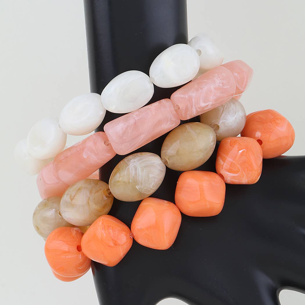 Multi Marble Stone Beaded Bracelet: OR