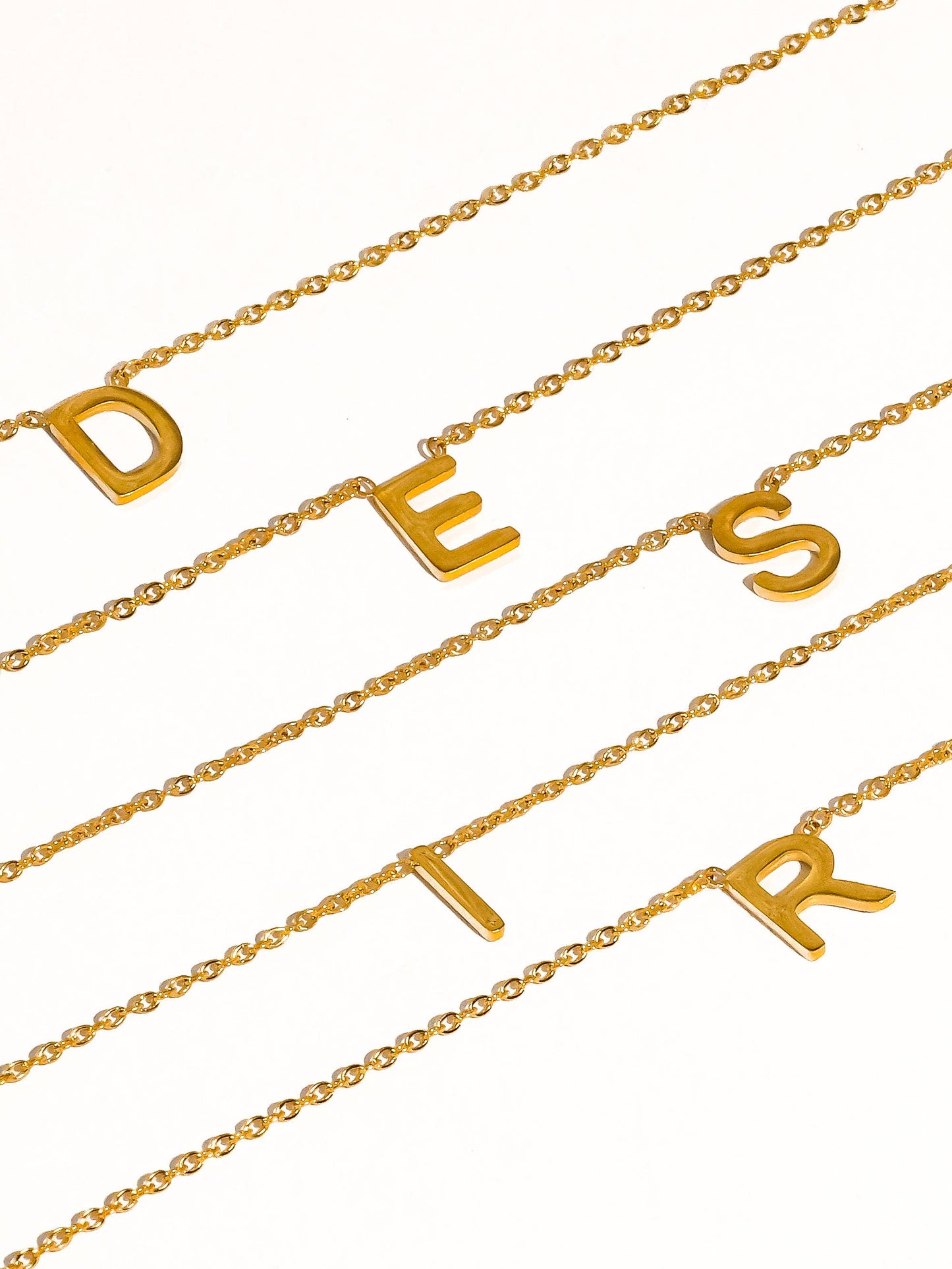 Desir 18K Gold Non-Tarnish Petite Classic Letter Necklace: Yellow Gold / P