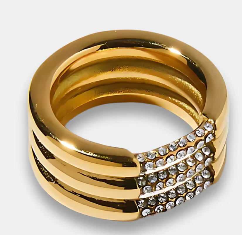 Pavé Channel Ring- Gold / 7 NON TARNISH
