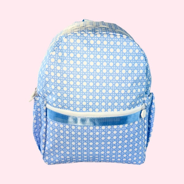Baby Blue Bungalow Medium Backpack w/ Pockets-Wipeable