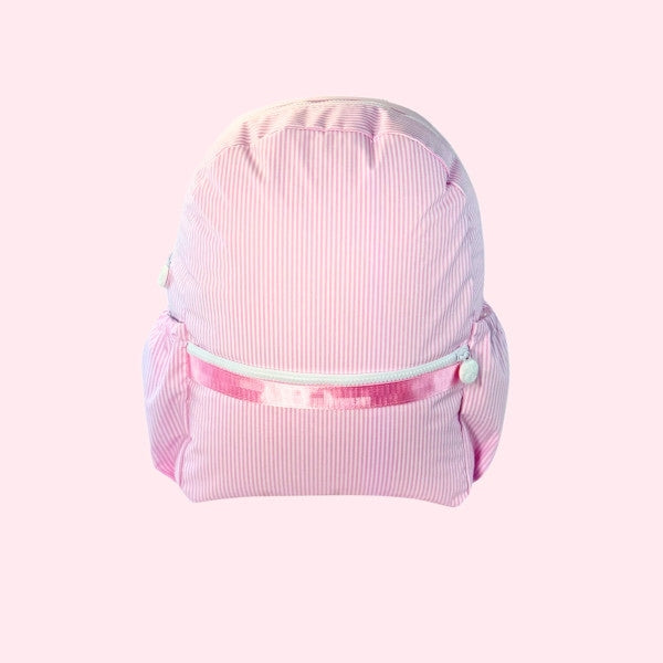 Pink Preppy Stripe Medium Backpack w/ Pockets-Wipeable – She  display picture 1
