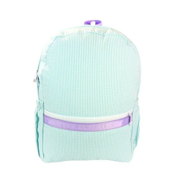 Mermaid Seersucker Medium Backpack w/ Pockets-Washable