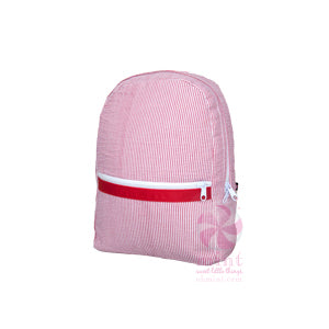 Red Seersucker Small Backpack-Washable