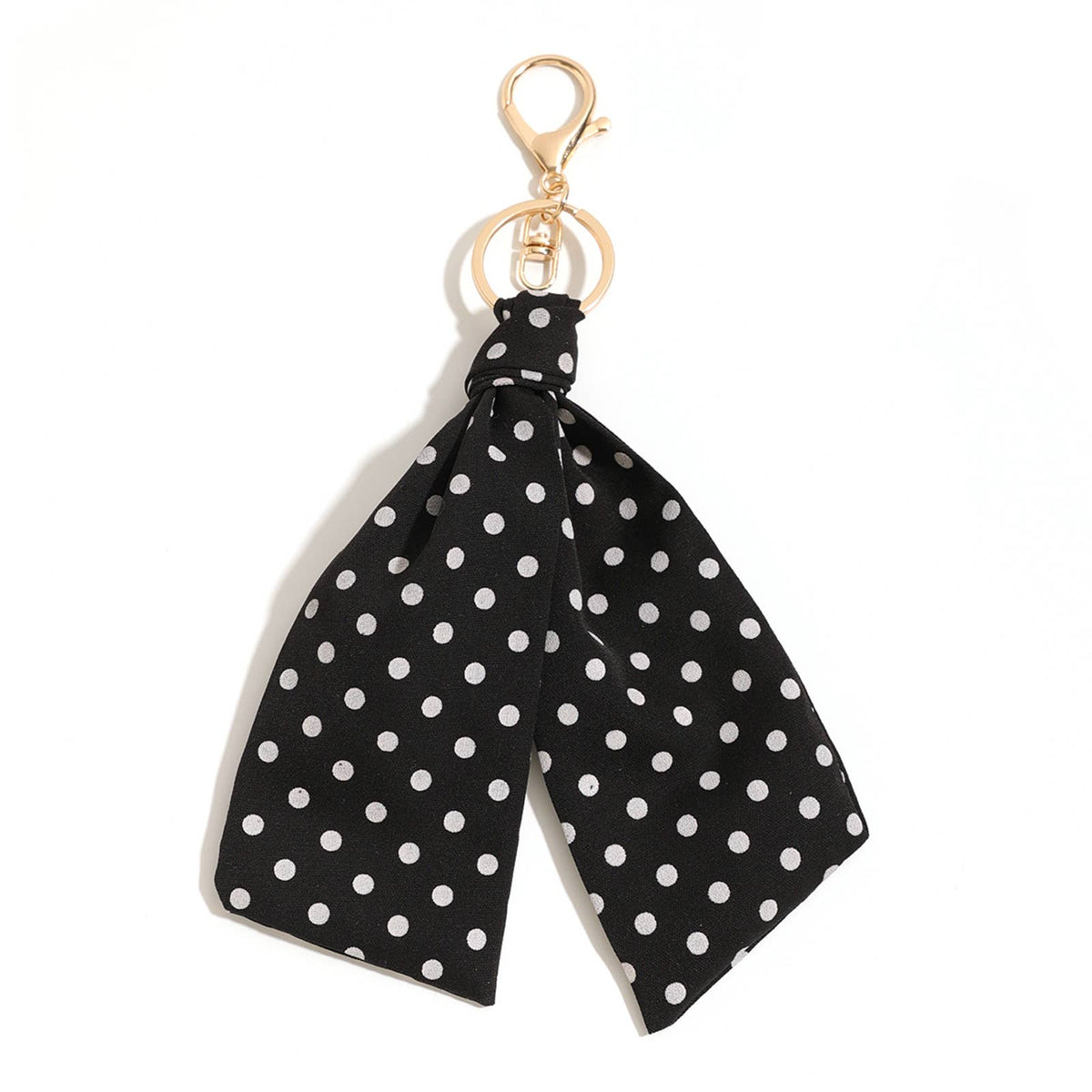 Polka‑Dot Bow‑Knot Keychain Bag Charm: Black / M