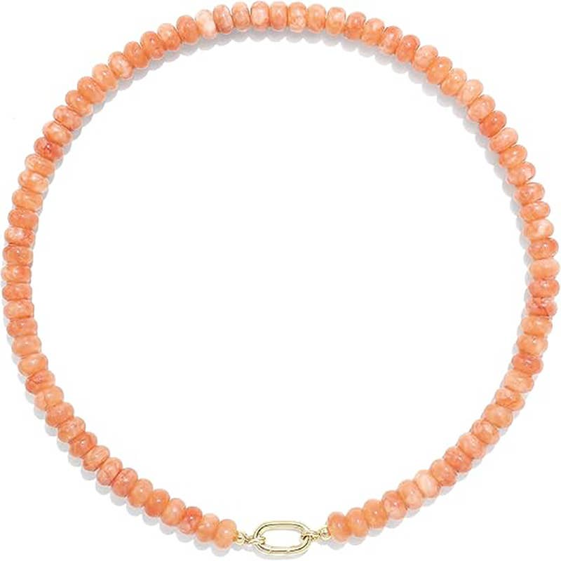 Rondelle Bead Necklace Detachable Oval Metal Buckle Dainty: Color_09 / M
