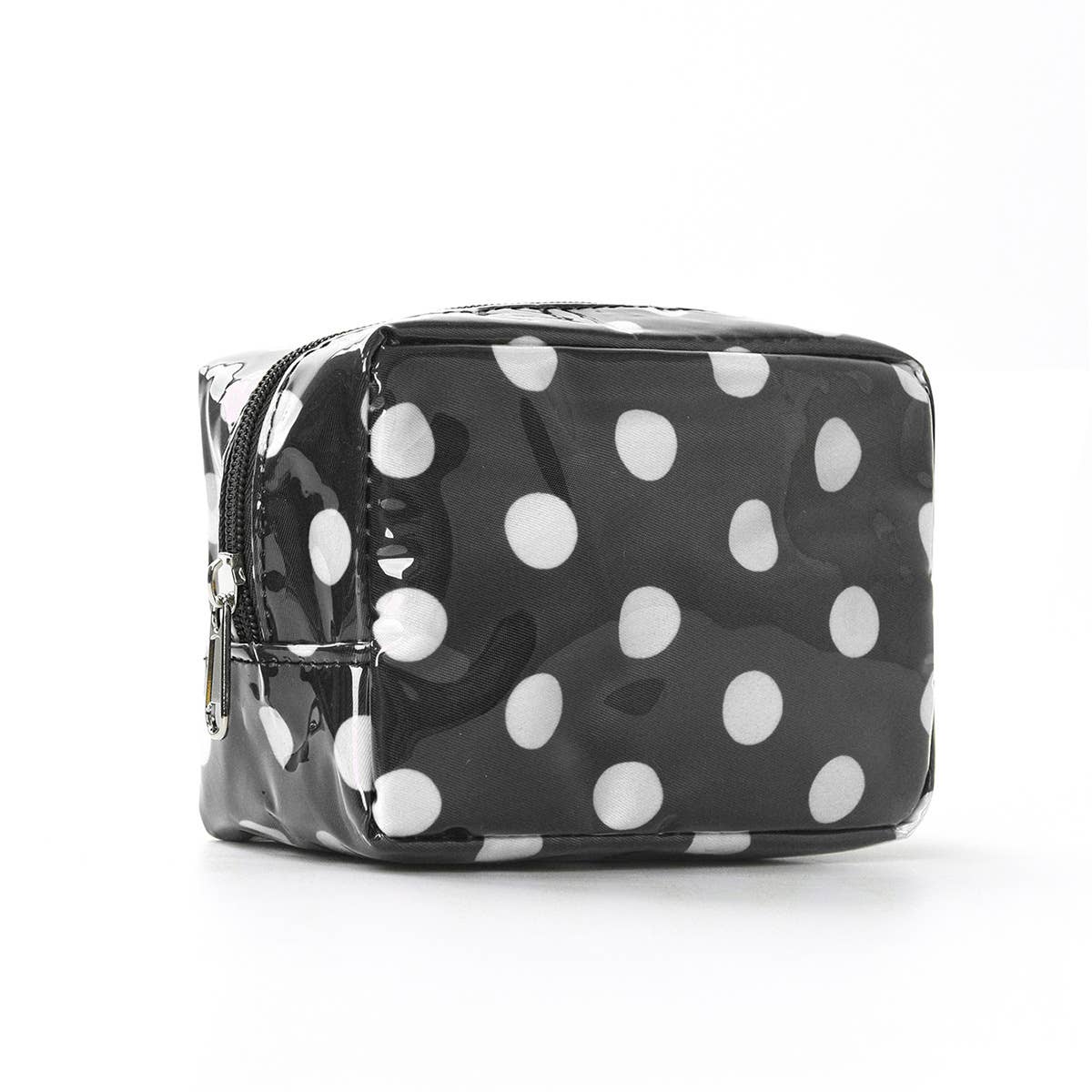 Fashion Polka Dot PVC Mini Clutch Makeup Bag: Black / M