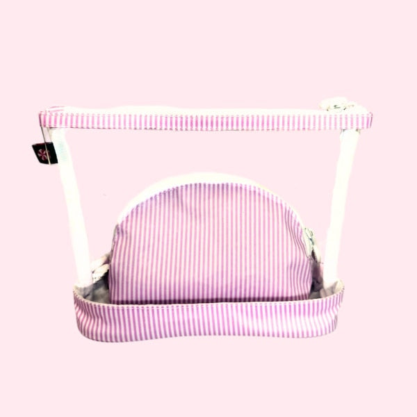 Pink Seersucker Preppy Stripe Jet-Set-Wipeable