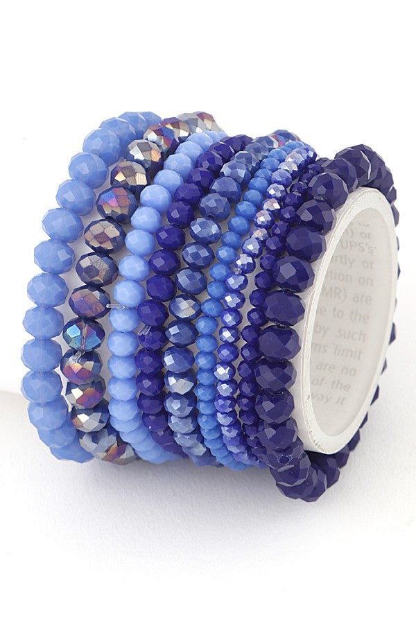 Mix Shades Layered Stretch Bracelet Set in Blue