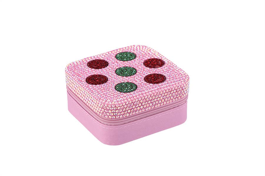 Rhinestone Smiley Face Theme Jewelry Box: Pink