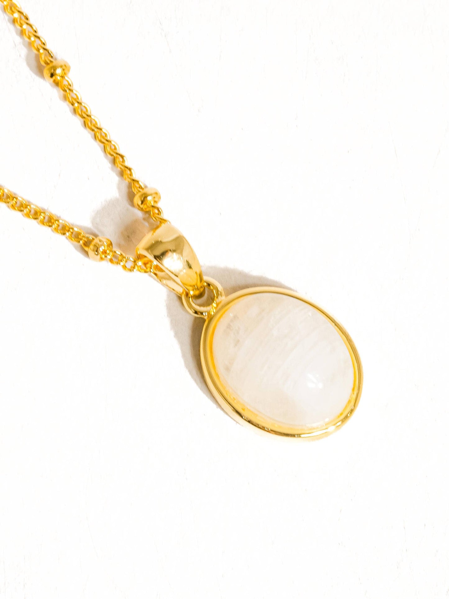 Caillou 18K Gold Assorted Natural Stone Necklace: Moonstone