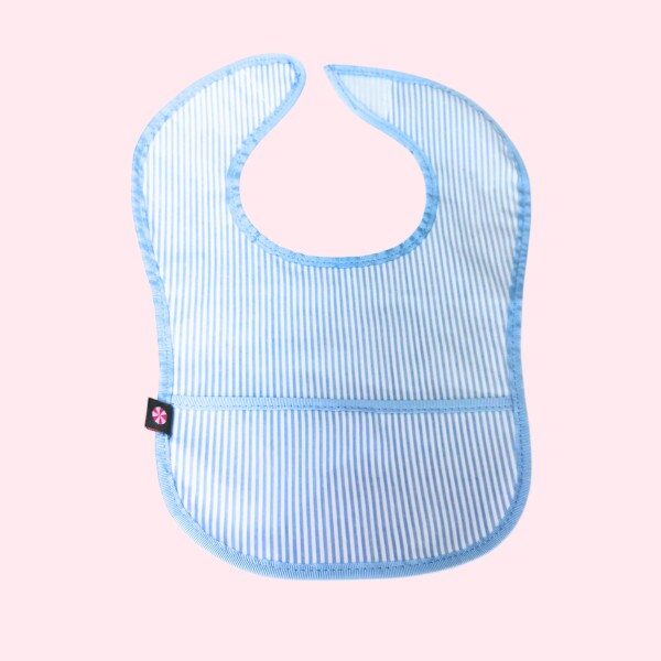 Baby Blue Preppy Stripe Bib-Wipeable