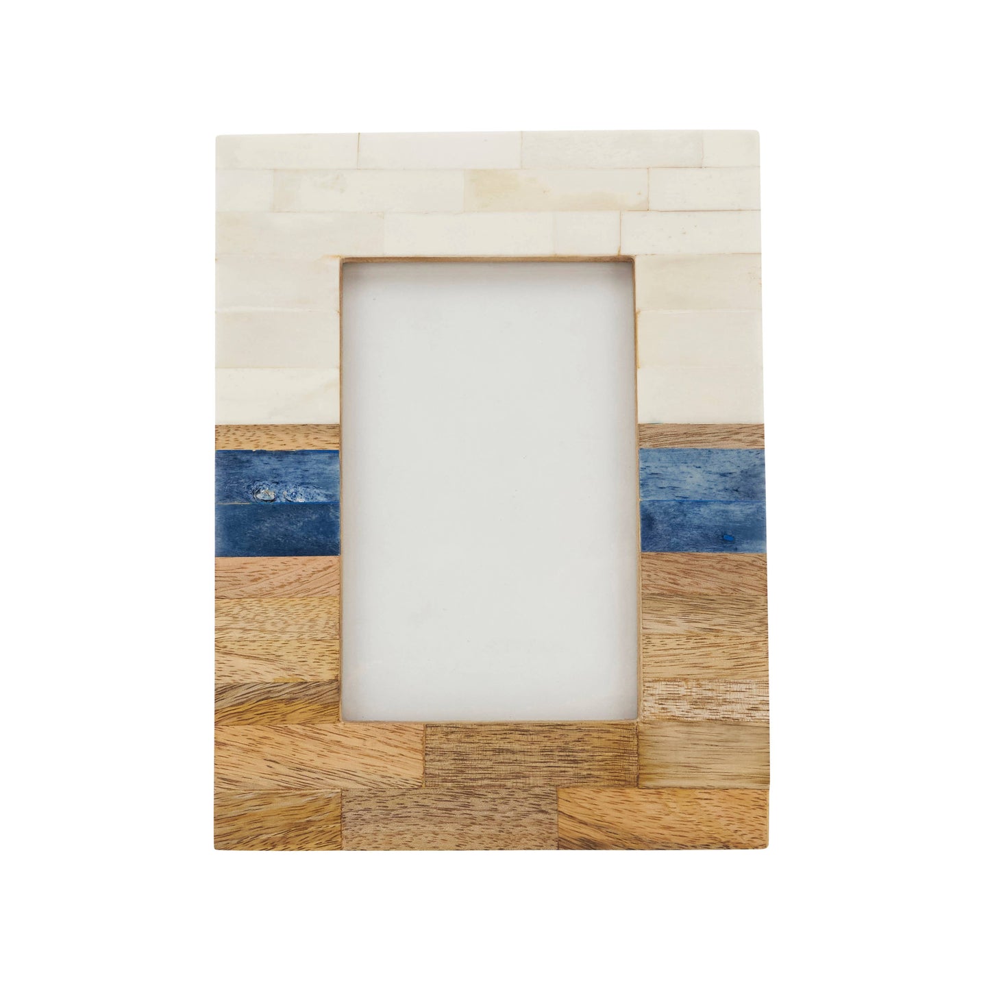 Wood & Bone Classic Photo Frame: Ivory/Blue / 5"x7"