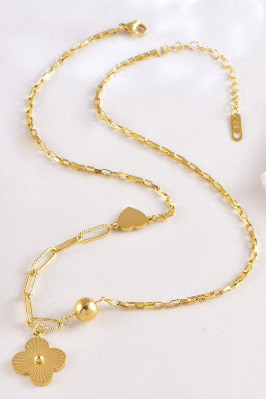 18k Non Tarnish Clover Necklace | Gold