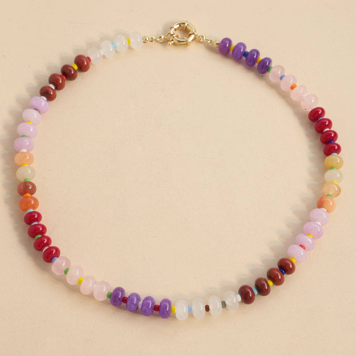 Colorful Beaded Statement Necklace: 5 / One Size