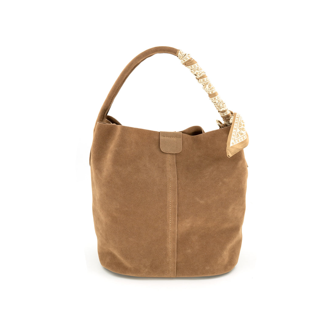 Suede Bucket Bag in Tan