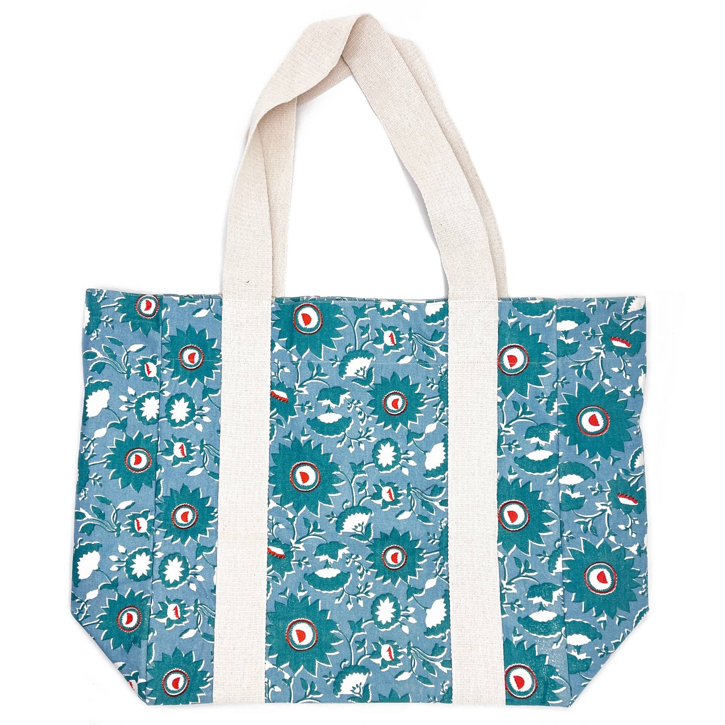 Block Printed Canvas Bag - Serene Petals