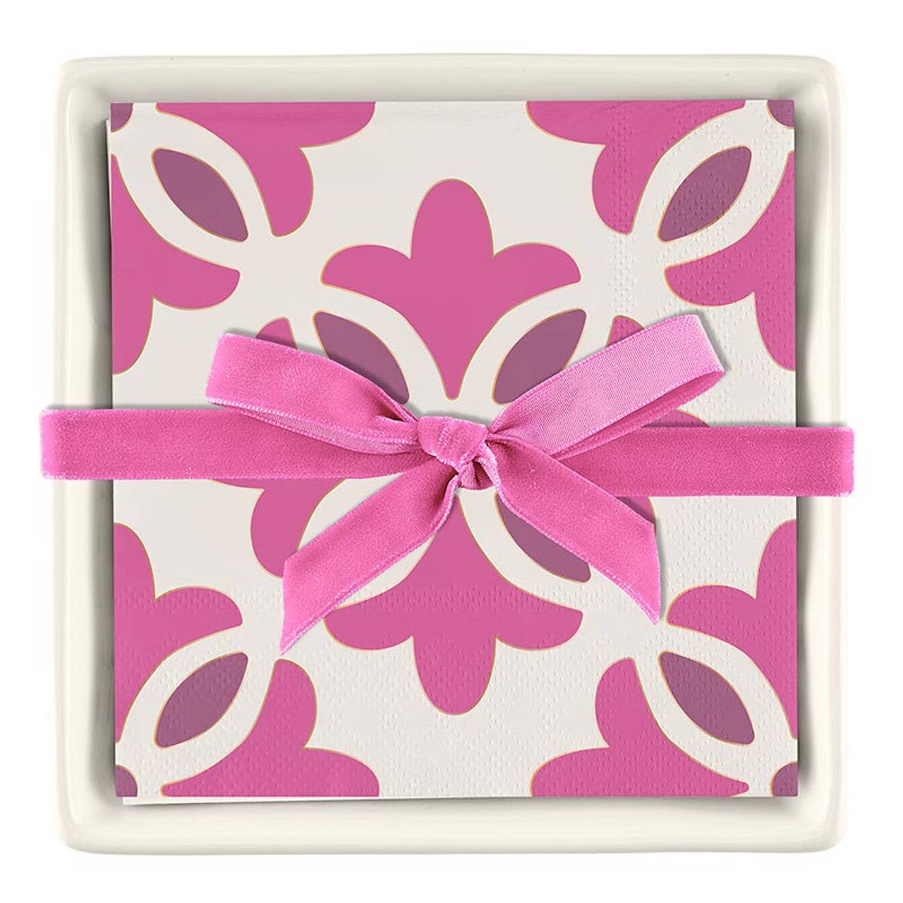 Ceramic Napkin Tray + Napkins - Moroccan Tiles: Material