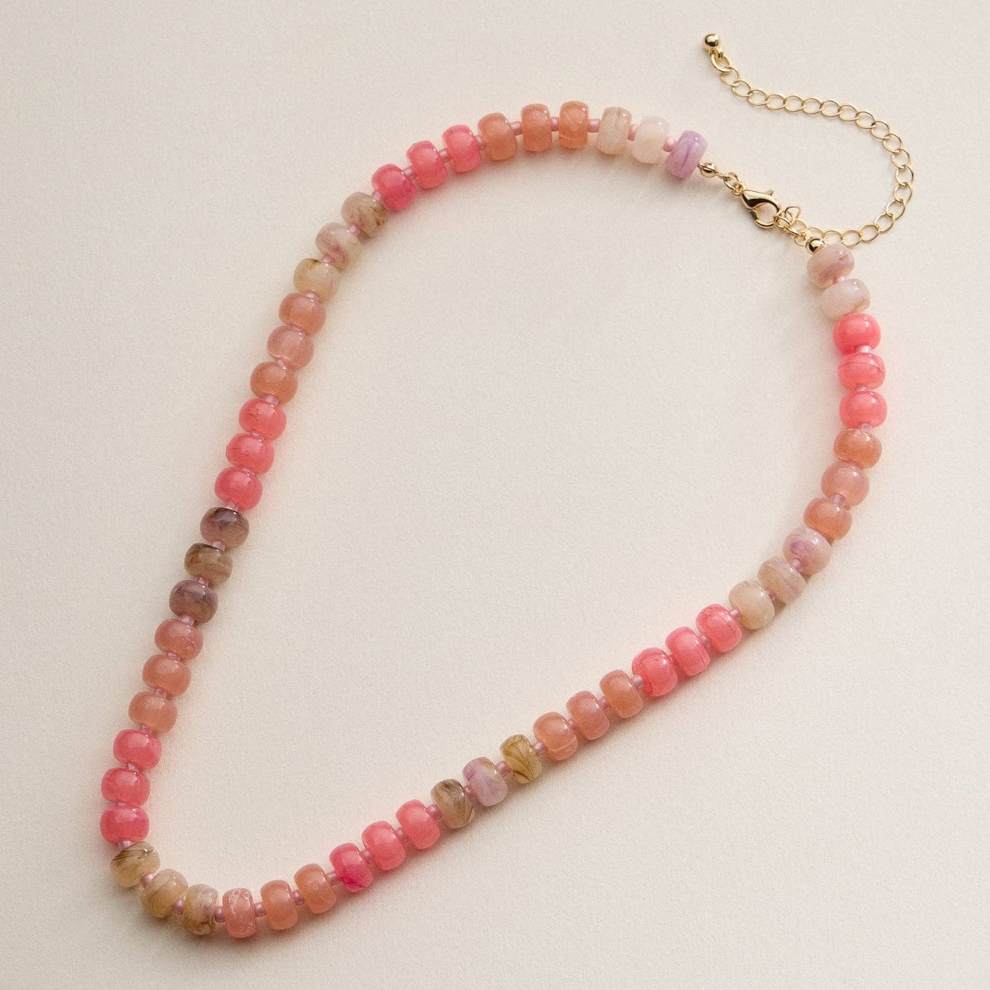 Gradient Color Round Disc Beaded Necklace: Orange / One /