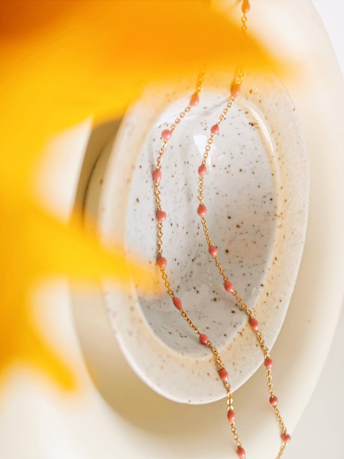 Soleil 18K Gold Non-Tarnish Beaded Petite Chain Necklace: Rose