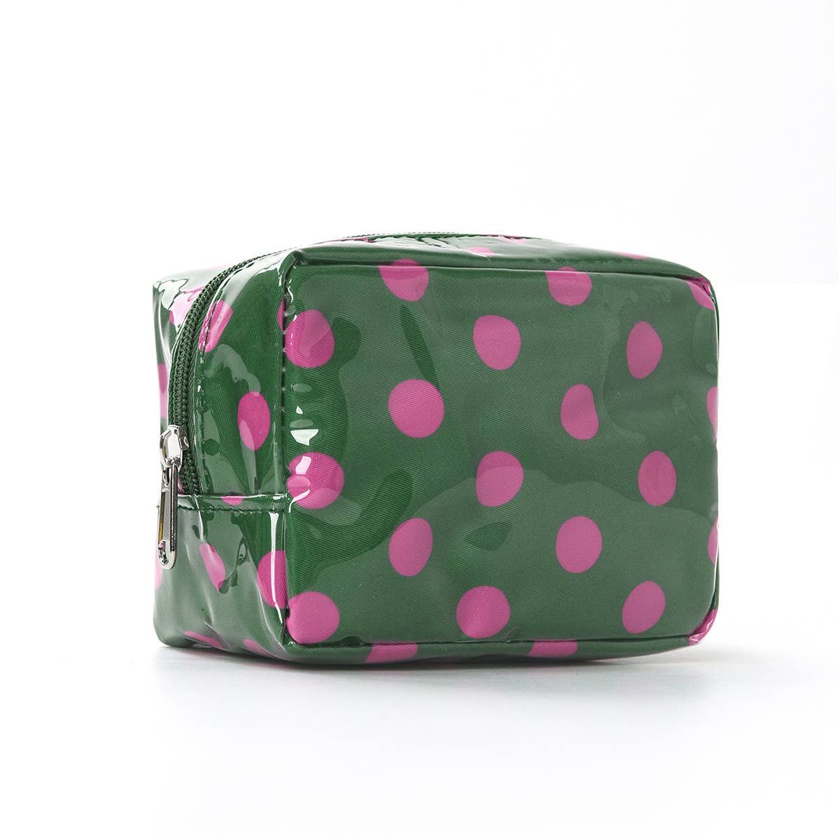 Fashion Polka Dot PVC Mini Clutch Makeup Bag: Dark-Green / M