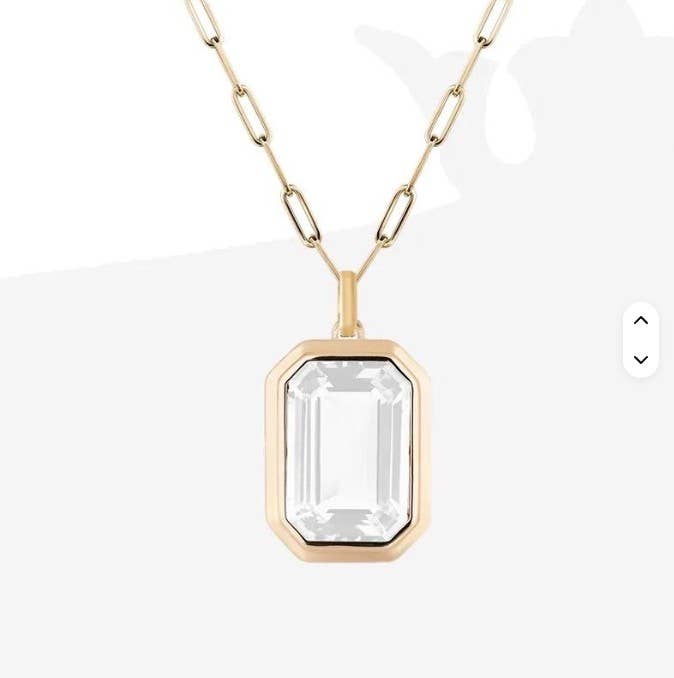 18k Stainless Steel Tarnish Free Square Necklace | Crystal
