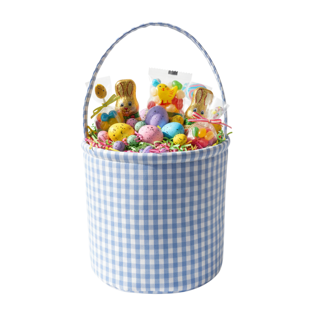 Gingham Easter Basket For Boys and Girls: Blue