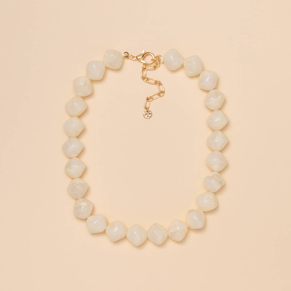 Beaded Stone Necklace: Ivory