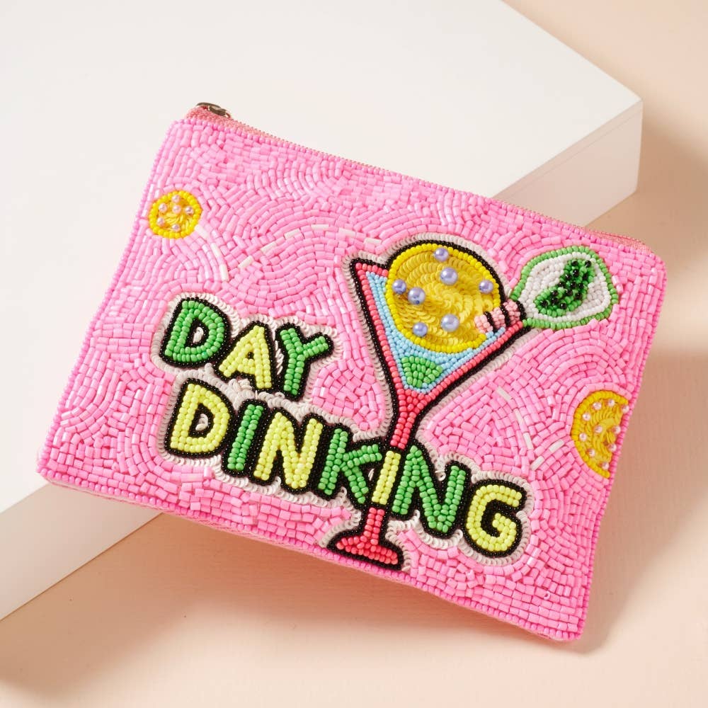 "Day Dinking" Beaded Coin Pouch: Multi-Colored / One /