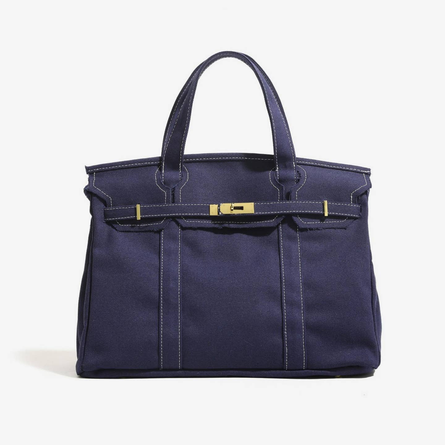Handmade Premium Cotton Canvas Boat Bag Solid Color Navy