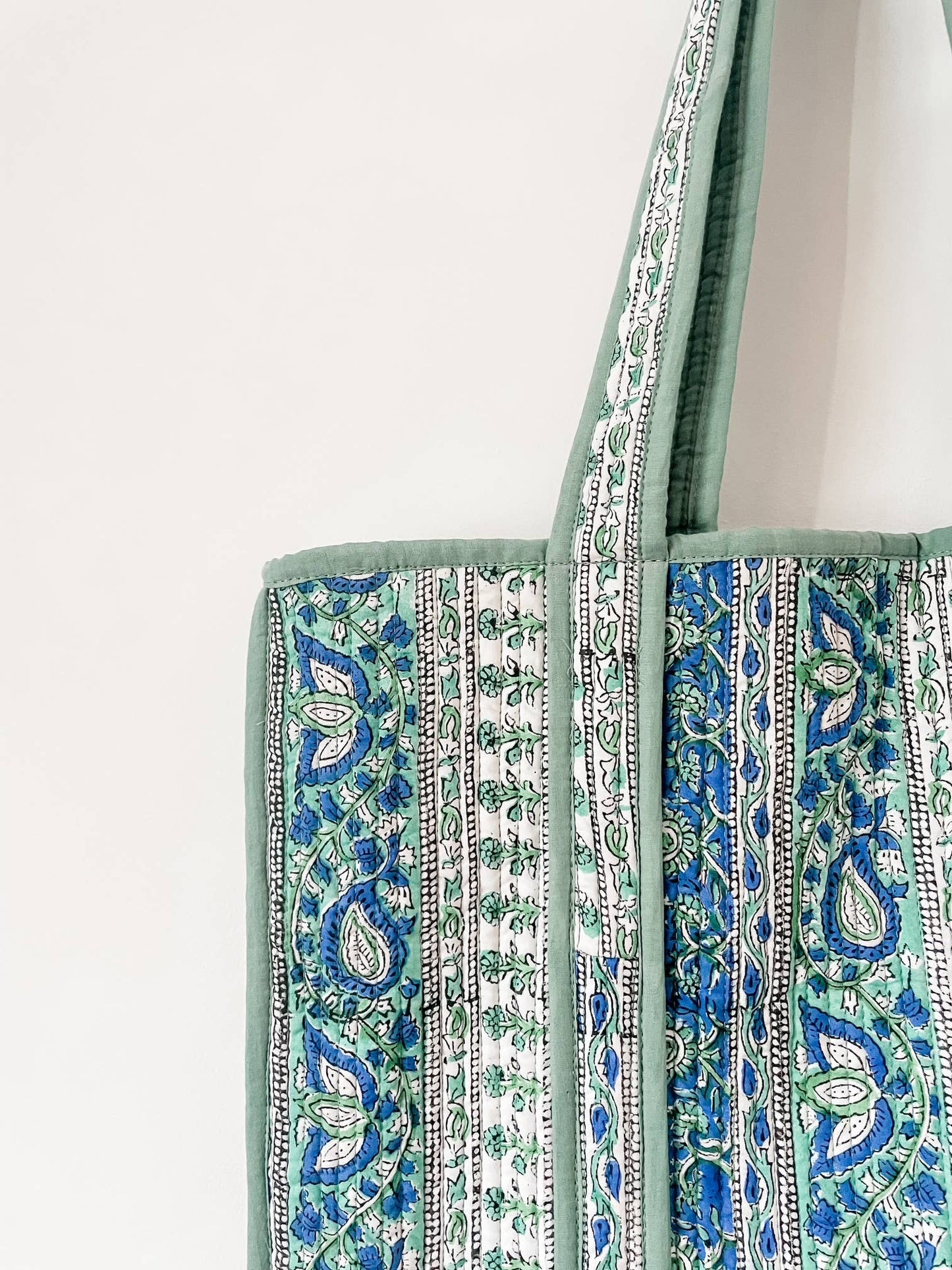 Green Ribbon Block Print Tote Bag