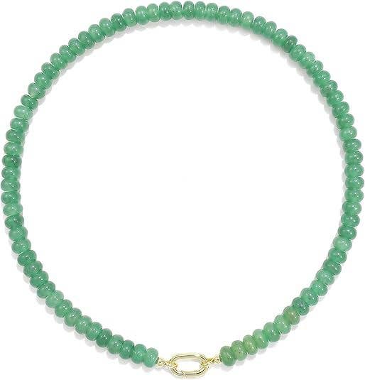 Rondelle Bead Necklace Detachable Oval Metal Buckle Dainty: Color_06 / M